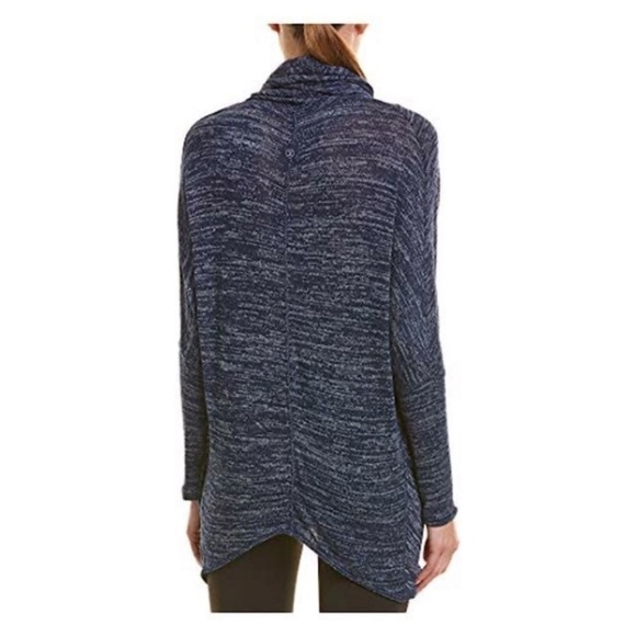 YOGATECH Cowl Neck Blue Dolman Sleeve Twisted Front Knit Activewear - Picture 2 of 6